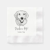 Gouden Retriever Hond Hand Tekening Gepersonalisee Servet (Voorkant)