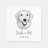 Gouden Retriever Hond Hand Tekening Gepersonalisee Servet (Voorkant)