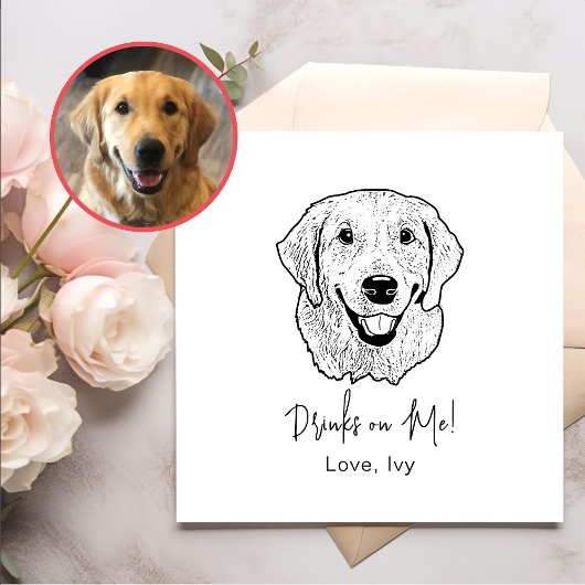 Gouden Retriever Hond Hand Tekening Gepersonalisee Servet