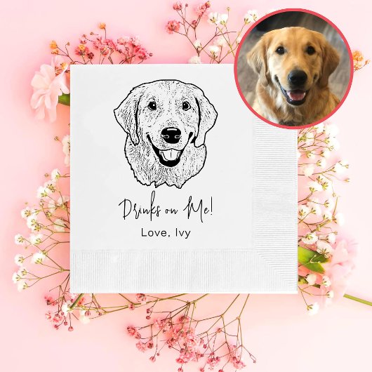 Gouden Retriever Hond Hand Tekening Gepersonalisee Servet