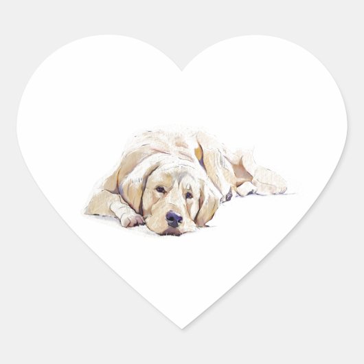 Gouden Retriever Hond Hart Sticker (Voorkant)