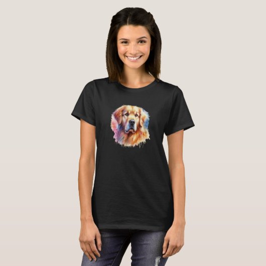 Gouden Retriever Hond in Aquarel Elegantie T-shirt (Voorkant volledig)