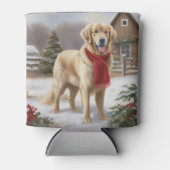 Gouden Retriever Hond in Sneeuw Kerstmis Blikjeskoeler (Voorkant)