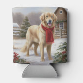 Gouden Retriever Hond in Sneeuw Kerstmis Blikjeskoeler (Achterkant)
