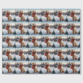 Gouden Retriever Hond in Sneeuw Kerstmis Cadeaupapier (Vlak)