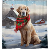 Gouden Retriever Hond in Sneeuw Kerstmis Douchegordijn (Voorkant)