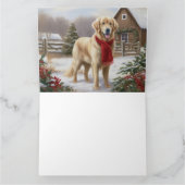 Gouden Retriever Hond in Sneeuw Kerstmis Kaart (Binnen)