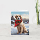 Gouden Retriever Hond in Sneeuw Kerstmis Kaart (Voorkant)
