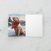 Gouden Retriever Hond in Sneeuw Kerstmis Kaart (Binnen)