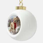 Gouden Retriever Hond in Sneeuw Kerstmis Keramische Bal Ornament (Rechts)