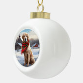 Gouden Retriever Hond in Sneeuw Kerstmis Keramische Bal Ornament (Rechts)