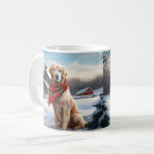 Gouden Retriever Hond in Sneeuw Kerstmis Koffiemok (Voorkant links)