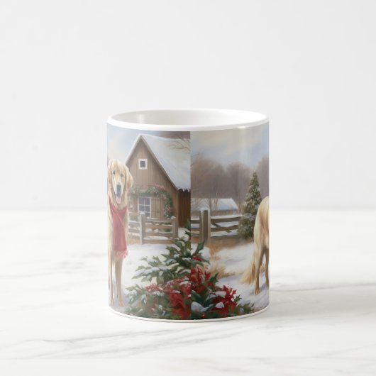 Gouden Retriever Hond in Sneeuw Kerstmis Koffiemok (Center)