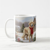 Gouden Retriever Hond in Sneeuw Kerstmis Koffiemok (Links)