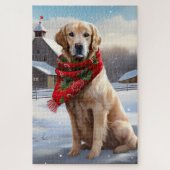 Gouden Retriever Hond in Sneeuw Kerstmis Legpuzzel (Verticaal)