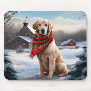 Gouden Retriever Hond in Sneeuw Kerstmis Muismat