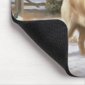 Gouden Retriever Hond in Sneeuw Kerstmis Muismat (Hoek)