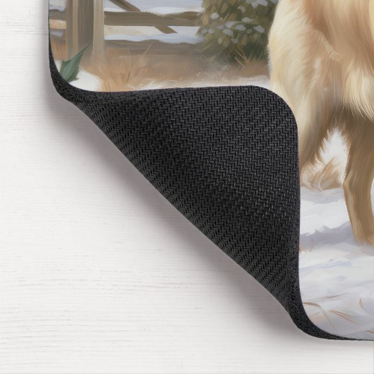 Gouden Retriever Hond in Sneeuw Kerstmis Muismat (Hoek)