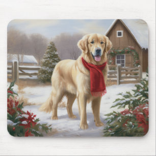 Gouden Retriever Hond in Sneeuw Kerstmis Muismat