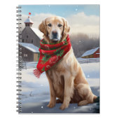 Gouden Retriever Hond in Sneeuw Kerstmis Notitieboek (Voorkant)