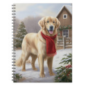 Gouden Retriever Hond in Sneeuw Kerstmis Notitieboek (Voorkant)
