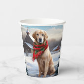 Gouden Retriever Hond in Sneeuw Kerstmis Papieren Bekers (Achterkant)