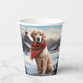 Gouden Retriever Hond in Sneeuw Kerstmis Papieren Bekers (Voorkant)
