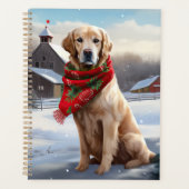 Gouden Retriever Hond in Sneeuw Kerstmis Planner (Voorkant)