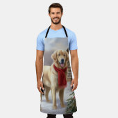 Gouden Retriever Hond in Sneeuw Kerstmis Schort (Gedragen)