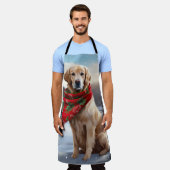 Gouden Retriever Hond in Sneeuw Kerstmis Schort (Gedragen)
