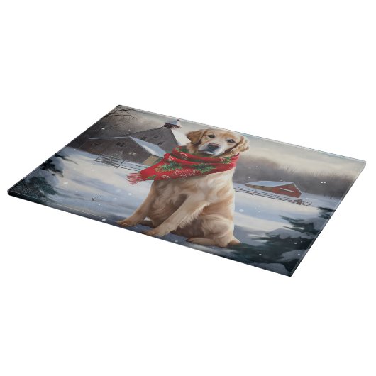Gouden Retriever Hond in Sneeuw Kerstmis Snijplank (Hoek)