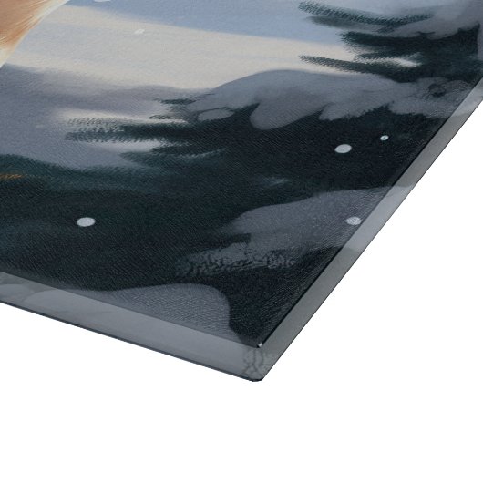 Gouden Retriever Hond in Sneeuw Kerstmis Snijplank (Hoek)