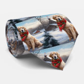 Gouden Retriever Hond in Sneeuw Kerstmis Stropdas (Opgerold)