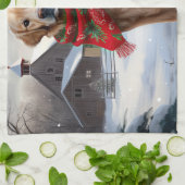 Gouden Retriever Hond in Sneeuw Kerstmis Theedoek (Gevouwen)