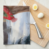 Gouden Retriever Hond in Sneeuw Kerstmis Theedoek (Quarter Fold)