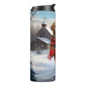 Gouden Retriever Hond in Sneeuw Kerstmis Thermosbeker (Gedraaid links)