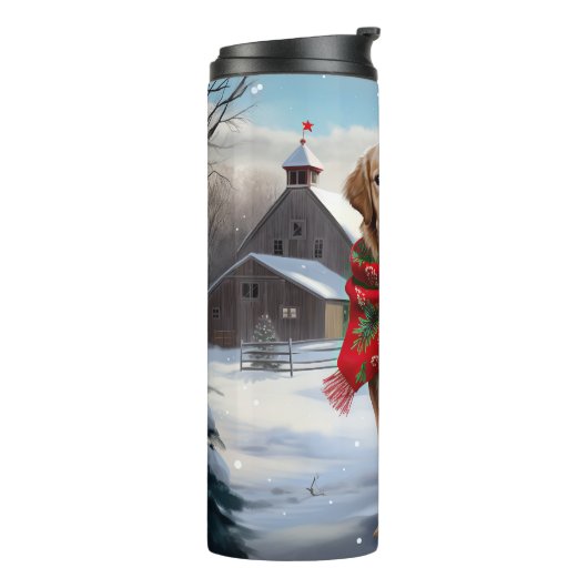 Gouden Retriever Hond in Sneeuw Kerstmis Thermosbeker (Gedraaid links)