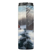 Gouden Retriever Hond in Sneeuw Kerstmis Thermosbeker (Achterkant)