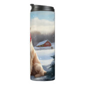 Gouden Retriever Hond in Sneeuw Kerstmis Thermosbeker (Geroteerd rechts)