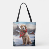 Gouden Retriever Hond in Sneeuw Kerstmis Tote Bag (Achterkant)