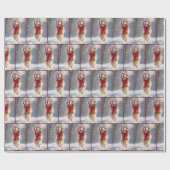 Gouden Retriever Hond In Sneeuwvlokken Cadeaupapier (Vlak)