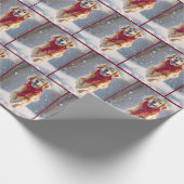 Gouden Retriever Hond In Sneeuwvlokken Cadeaupapier (Hoek)