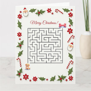 Gouden Retriever Hond Kerst Doolhof Puzzel Vakanti Kaart