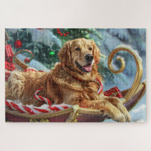 Gouden Retriever Hond Kerst Feestelijk Legpuzzel