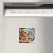 Gouden Retriever Hond Kerst Feestelijk  Magneet (Insitu (Vaatwasser))