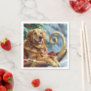 Gouden Retriever Hond Kerst Feestelijk Servet