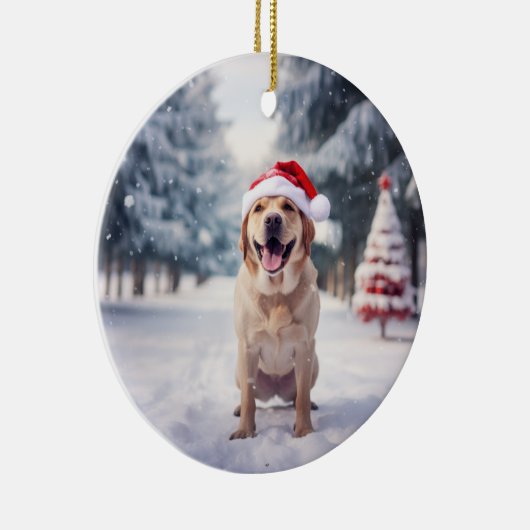 Gouden Retriever Hond Kerst Keepsake Keramisch Ornament (Rechts)