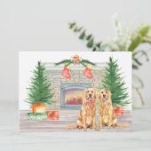 Gouden Retriever Hond Kerst Schouw Feestdagenkaart (Staand voorkant)