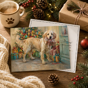 Gouden Retriever-hond Kerstdagcadeaus presenteert  Feestdagenkaart