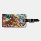 Gouden Retriever Hond Kerstfeest Bagagelabel (Voorkant horizontaal)